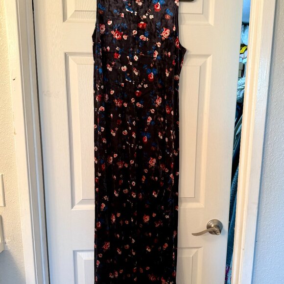 Natural Life Crushed Velvet Floral Midi Tank Dress Medium - Picture 3 of 4